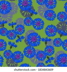 Patrón vectorial sin costuras colorido con flores de flor de maíz. Diseño de impresión para papeles pintados, textiles, tela, regalo de envoltura, azulejos de cerámica
