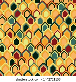 A colorful seamless vector pattern with house like shapes. Surface print design.