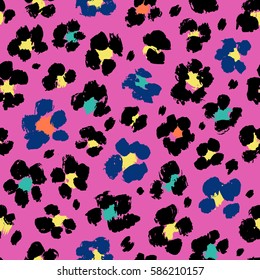 Colorful seamless vector pattern with leopard spots