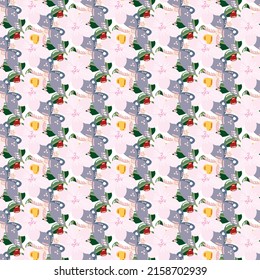 Colorful seamless vector pattern in a modern floral style with insects and flowers. Modern exotic Summer floral repeat background for fabrics. Butterfly design for paper, cover, fabric, interior decor
