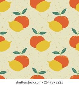 Colorful seamless vector pattern of orange and lemon, colorful combination for fabric, textiles, clothing, wrapping paper, cover, banner, home decor, abstract background.