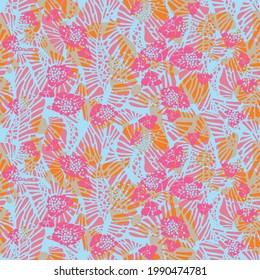 Colorful seamless vector pattern. Spring-summer collection. Vivid colors. Lollypop palette. Hippy and boho style. 