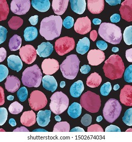 Colorful seamless vector pattern with watercolor dots editable and separable