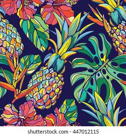 Colorful Seamless Vector Tropical Pattern