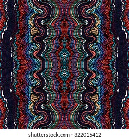 Colorful  seamless waves hand-drawn pattern, waves hair background