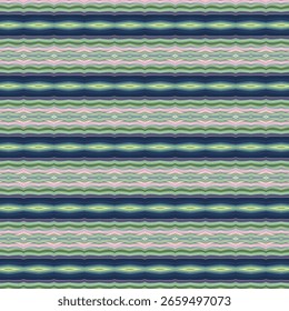 Patrón ondulado inconsútil colorido con líneas en capas y Formas de diamante, ideal para textiles digitales y fondos modernos. Patrón, sin fisuras, textura, digital, colorido.