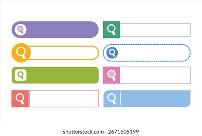Barra de Búsqueda colorida UI Elementos Vector de interfaz de Web de diseño plano
