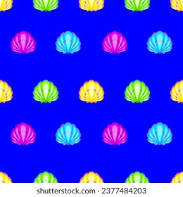 Colorful seashell cartoon seamelss pattern. Vector illustration