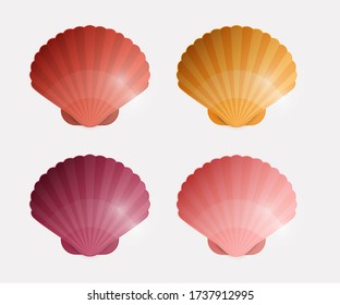 Colorful Seashells vector Illustration. Sea Shell Icons Set.