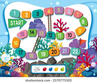 Colorful sea-themed board game with numbered path