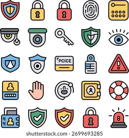 Colorful Security Icon Pack | Flat Vector Collection