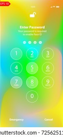 Colorful Security Lock Screen Iphone. Wallpaper Iphone, The Layers Are Clearly Sorted, New Desing Vector Eps 10