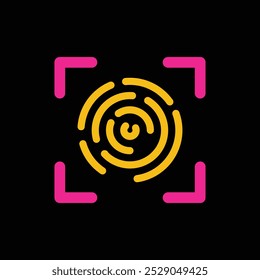 Iconos coloridos del sistema de seguridad que incluyen la cerradura, la llave, la huella dactilar, la cámara y los símbolos de alarma. Ilustración plana de Vector aislada sobre fondo. Concepto de seguridad y vigilancia para el diseño 