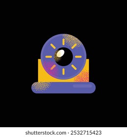 Colorful security system icons including lock, key, fingerprint, camera, and alarm symbols. Vector flat illustration isolated on background. Home security and surveillance concept for design 