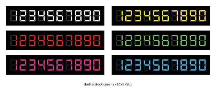 Conjunto de números digitales de segmento colorido para pantalla Electrónica.