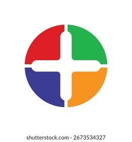 Círculo Segmentado Colorido com Sinal de Adição