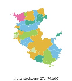Mapa colorido segmentado da prefeitura de Wakayama exibindo divisões administrativas para projetos detalhados