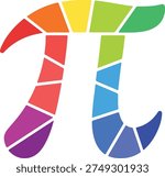 Colorful segmented pi symbol representing mathematics, Pi Day celebration and modern infographic concept. Clean flat vector illustration isolated on white background.