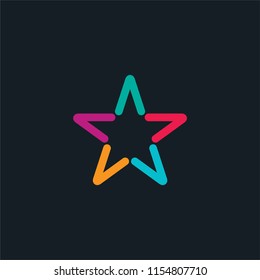 Colorful and segmented star symbol. Vector