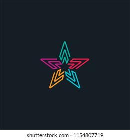 Colorful and segmented star symbol. Vector