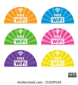 Colorful semi circle free wifi sign.-eps10 vector
