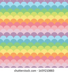 colorful semicircles arranging like as waves. pastel and rainbow color concept. seamless pattern. vector illustration.