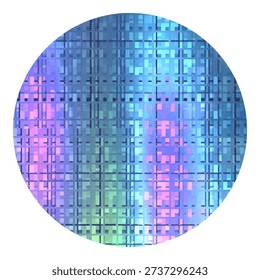 Colorful Semiconductor Silicon Wafer with Microchip Grid Pattern Representing Advanced Chip Manufacturing and Microelectronics Technology