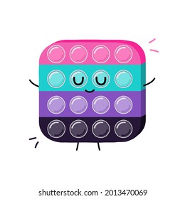 Colorful sensory antistress toy pop it. Funny kids print. Vector hand drawn illustration.