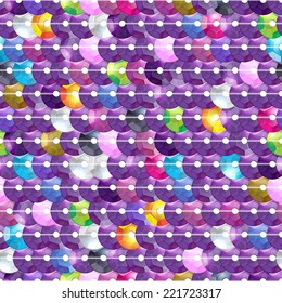 Colorful sequins embroidery background - dark purple color.