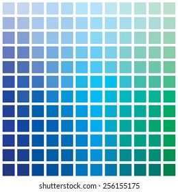 Colorful series of squares or pixels in various colors from light to dark shades