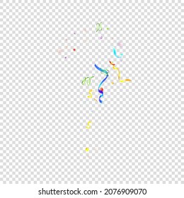 Colorful Serpentine. Holiday Foil Streamers Ribbons. Confetti Star Falling on Transparent Background. Party, Birthday Vector Template. Carnival Serpentine. Celebration Elements. Bright Festive Tinsel.