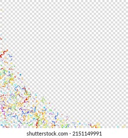 Colorful Serpentine. Holiday Foil Streamers Ribbons. Confetti Star Falling on Transparent Background. Party, Birthday Vector Template. Sparkle Serpentine. Celebration Elements. Bright Festive Tinsel.