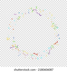 Colorful Serpentine. Holiday Foil Streamers Ribbons. Confetti Star Falling on Transparent Background. Party, Birthday Vector Template. Sparkle Serpentine. Celebration Elements. Bright Festive Tinsel.