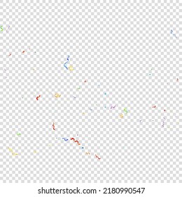 Colorful Serpentine. Holiday Foil Streamers Ribbons. Confetti Star Falling on Transparent Background. Party, Birthday Vector Template. Sparkle Serpentine. Celebration Elements. Bright Festive Tinsel.