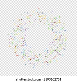 Colorful Serpentine. Holiday Foil Streamers Ribbons. Confetti Star Falling on Transparent Background. Party, Birthday Vector Template. Sparkle Serpentine. Celebration Elements. Bright Festive Tinsel.