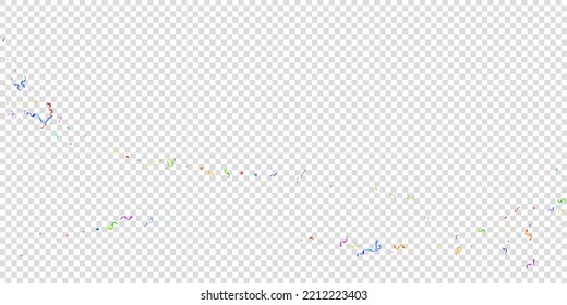 Colorful Serpentine. Holiday Foil Streamers Ribbons. Confetti Star Falling on Transparent Background. Party, Birthday Vector Template. Sparkle Serpentine. Celebration Elements. Bright Festive Tinsel.