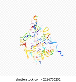 Colorful Serpentine. Holiday Foil Streamers Ribbons. Confetti Star Falling on Transparent Background. Party, Birthday Vector Template. Carnival Serpentine. Celebration Elements. Bright Festive Tinsel.