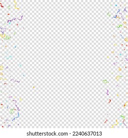 Colorful Serpentine. Holiday Foil Streamers Ribbons. Confetti Star Falling on Transparent Background. Party, Birthday Vector Template. Sparkle Serpentine. Celebration Elements. Bright Festive Tinsel.