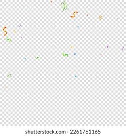 Colorful Serpentine. Holiday Foil Streamers Ribbons. Confetti Star Falling on Transparent Background. Party, Birthday Vector Template. Sparkle Serpentine. Celebration Elements. Bright Festive Tinsel.
