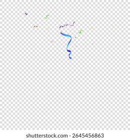 Colorful Serpentine. Holiday Foil Streamers Ribbons. Confetti Star Falling on Transparent Background. Party, Birthday Vector Template. Carnival Serpentine. Celebration Elements. Bright Festive Tinsel.