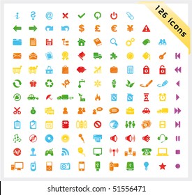 Colorful set of 126 shiny icons