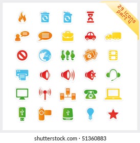 Colorful set of 29 sticker icons - part 4