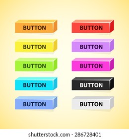 Colorful set of 3D box buttons