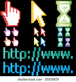 colorful set of 3d computer cursors