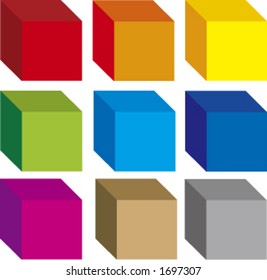 Colorful set of 3D cubes
