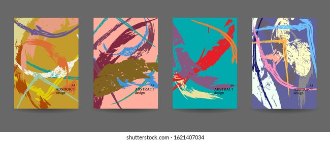 Colorful set of abstract banners.Artistic creative universal backgrounds.Trendy design of multicolored backgrounds for card,wallpaper, website,header template.Grunge art texture.Vector illustration.