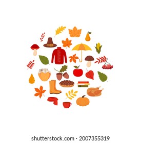 Colorful set with autumn elements flat style eps 10