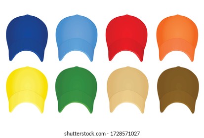 Colorful set of baseball caps. vector illustration