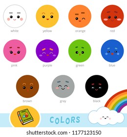 Colorful set of basic colors. Visual dictionary for preschool children