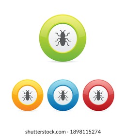 Colorful Set of Bug or Insect Round Icons